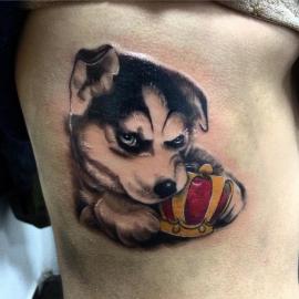 Husky Tattoo Video: How to draw Husky in full growth pencil